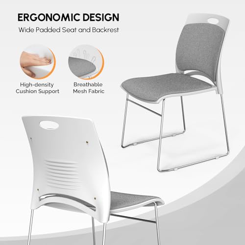 VINGLI Stackable Waiting Room Chairs with Metal Sled Base, Gray - Set of 20