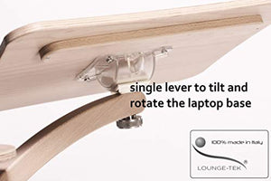 Lounge-wood Natural - Notebook Stand, supports up to 17-18 inch Laptops, Tablet, IPad, Lectern for E-book. Coolfit Cooling System, Mouse-pad for external Mouse or Smartphone