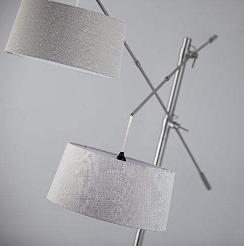 Adesso 5275-22 Manhattan Two-Arm Arc Lamp, Brushed Steel