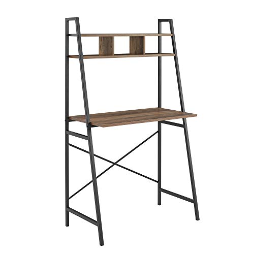 Walker Edison Industrial Wood and Metal X-Back Ladder Desk Home Office Workstation 56 Inch, Rustic Oak
