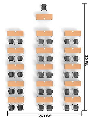 Team Tables Folding Training Meeting Seminar Classroom Tables with Power+USB Outlet - Model 5655 47pc Beech, Industrial Caster Z-Base, Modesty Panel, Shelf, Fold+Nest - Seating Included