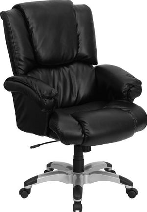 Flash Furniture High Back Black Leather OverStuffed Executive Swivel Chair with Fully Upholstered Arms