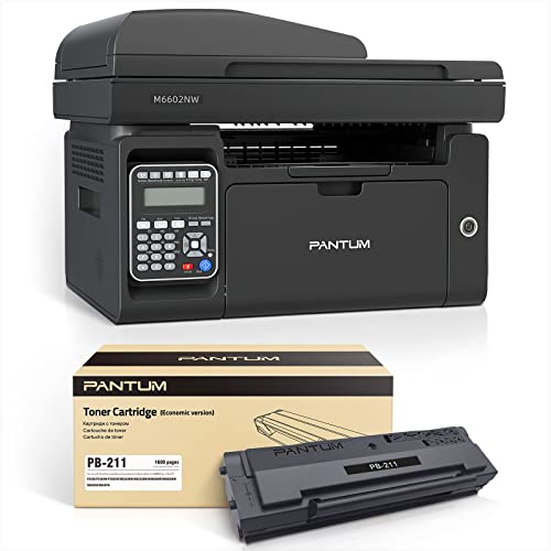 All in One Laser Printer Scanner Copier with Auto Document Feeder, Wireless Multifunction Black and White Laser Printer, Pantum M6552NW with Toner PB-211