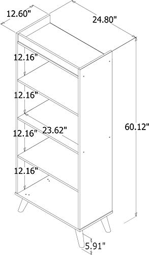 Manhattan Comfort Hampton Modern Home Basic Furniture Office Set with Writing Desk, Bookcase, and Floating Wall Décor Shelves, 3 Piece, Off White