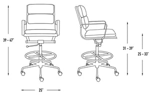 Laura Davidson Furniture SOHO II Padded Drafting Chair - Ergonomic Design, Commercial Grade, Faux Leather, Black