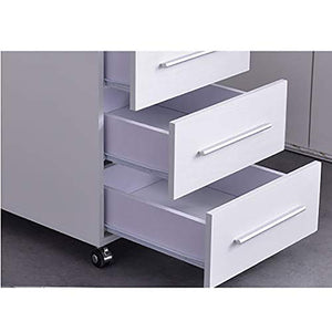 RRH File Cabinet with Lock, 3-Layer Drawer Mobile Office Cabinet, Commercial Storage Cabinet - White