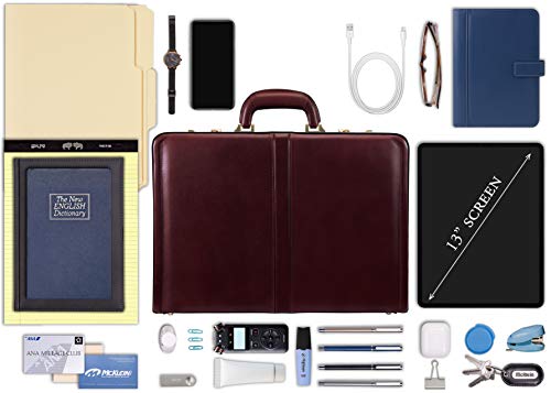 McKleinUSA V Series, Reagan, Full Grain Cowhide Leather, Leather 3.5" Attaché Briefcase, Burgundy (80446)