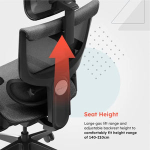 ErgoTune Supreme Ergonomic Office Chair - Adjustable Backrest, Lumbar Support, Headrest, 5D Armrests - High Back Breathable Mesh Recline (Charcoal Black)