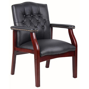 SLEERWAY Black Leather Guest Chairs Set of 2 - Ergonomic Office Reception Chairs