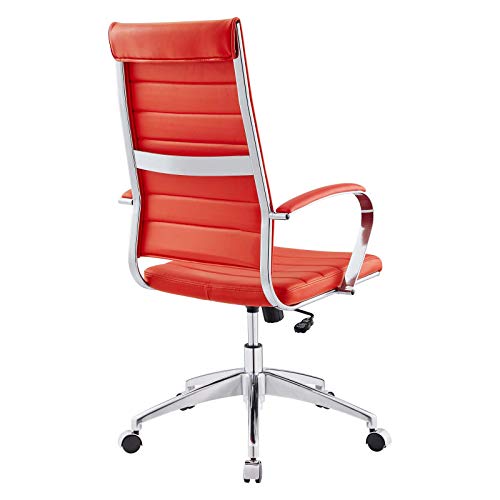 Modway Jive Ribbed High Back Tall Executive Swivel Office Chair With Arms In Red