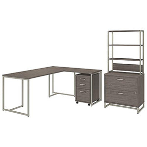 Office by kathy ireland Method 72W L Shaped Desk with 30W Return, File Cabinets and Hutch in Cocoa
