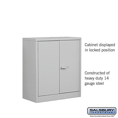 Salsbury Industries Counter Height Heavy Duty Storage Cabinet, Unassembled, Gray