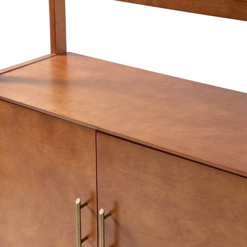 Generic Solid Wood Ladder Bookcase - Jozsef 76'' H x 36'' W - Acorn