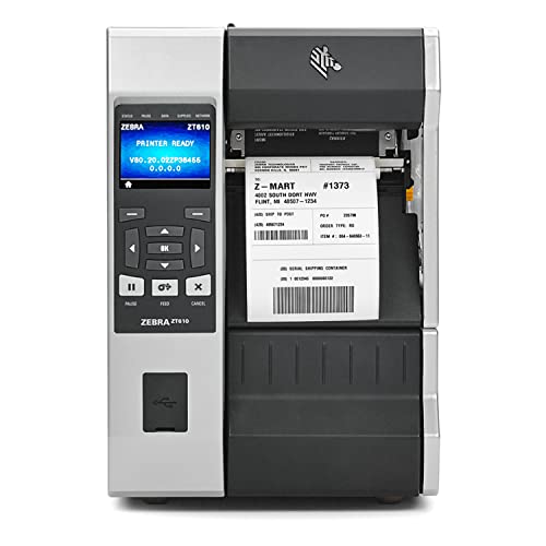 Ybpitt Industrial Barcode Label Printer - Zebra ZT610 600 dpi Thermal Transfer and Direct Thermal - Serial, USB, Ethernet, Bluetooth 4.0 - 4.09" Print Width, Monochrome, Tear Bar ZT61046 - JTTANDS