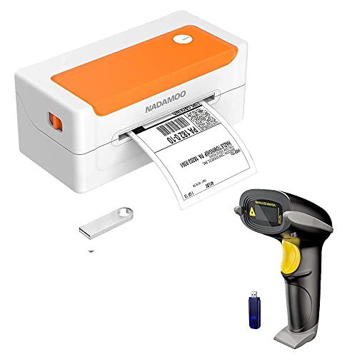 NADMAOO Bur3400-Orange Thermal Label Printer and Bur3003 Wireless Barcode Scanner …
