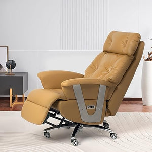 Kinnls Freya Power Recliner Chair with Footrest - Genuine Leather - Khaki