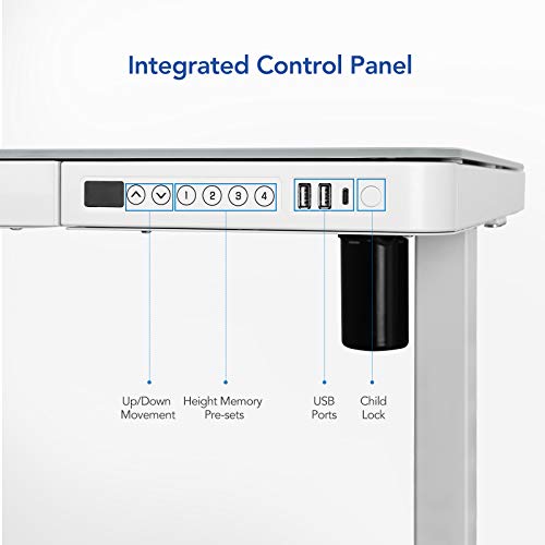 FLEXISPOT Comhar Electric Standing Desk with White Cabinet, Height Adjustable 48" - White Top + Frame