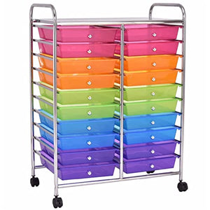 None Rolling Cart Storage Scrapbook Paper Studio Organizer - 20 Drawers Multi Color Home Furniture