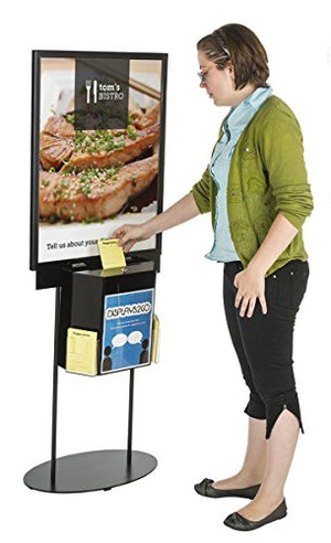 Displays2go LSBST2BKBK Double Sided Poster Stand with Locking Ballot Box, Floor Standing, Black