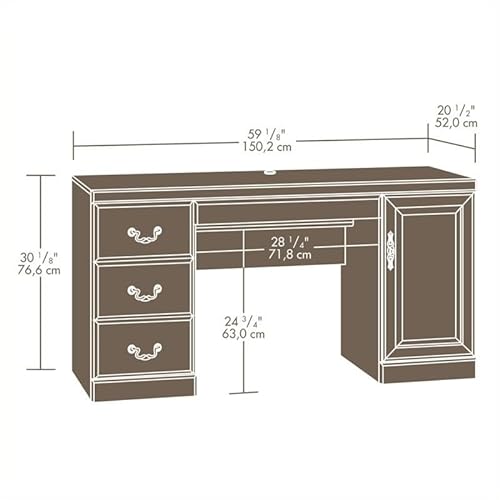 Pemberly Row Classic Cherry Wood Computer Credenza