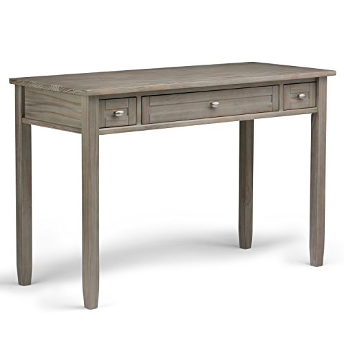 SIMPLIHOME Warm Shaker SOLID WOOD Rustic Modern 48 inch Wide Home Office Desk, Writing Table, Workstation, Study Table Furniture in Distressed Grey with 2 Drawerss
