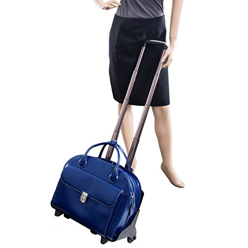 McKleinUSA Glen Ellyn 94367 W Series Italian Leather Detachable-Wheeled Ladies Briefcase (Navy)