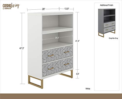 CosmoLiving Scarlett Bookcase with Drawers, White