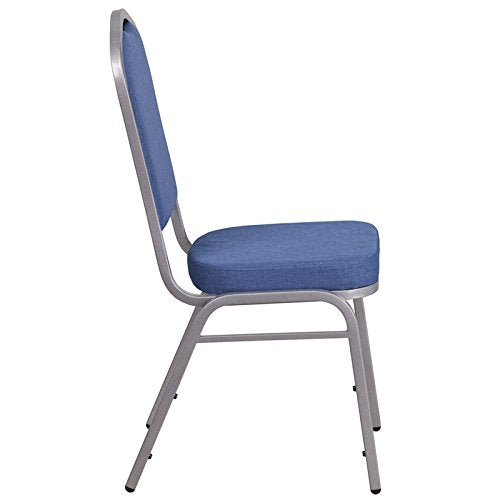 LIVING TRENDS Marvelius Crown Back Stacking Banquet Chair 10 Pack Blue Fabric - Silver Frame