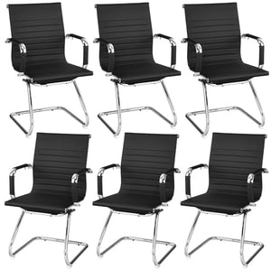 Giantex Office Reception Chairs Set - Guest & Conference Chairs with Armrests, PU Leather, Anti-Slip Foot Pads (Black, 6 Pack)