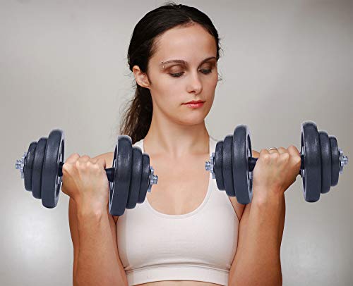 Nice C Adjustable Dumbbell Set, 22/33/44/66/105 Lbs Metal Barbell 2 in 1 Weight Pair, Anti-Slip Handle, All-Purpose, Home, Gym, Office, Fitness (Barbell 105LB or 48.5LB Dumbbell Pair)