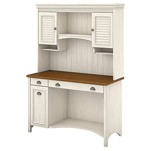Bush Furniture Stanford Computer Desk with Hutch and Drawers in Antique White