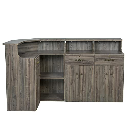 Dir Reception Desk Valencia Combination in Rustic Teak with Lights