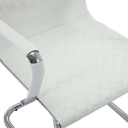 BESTANO Office Guest Chairs Set of 4 - Mid Back Modern PU Leather Desk Chairs, White