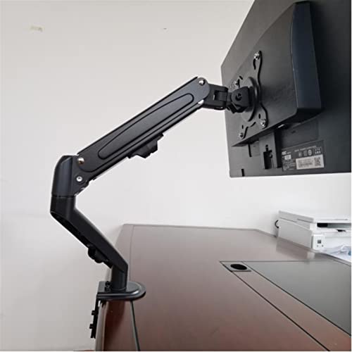 zlw-shop Single Monitor Stand, Desktop Monitor Mount Bracket for 13 to 27-Inch LCD Screens, Adjustable Gas Spring Monitor Stand Arm VESA Mount with Clamp