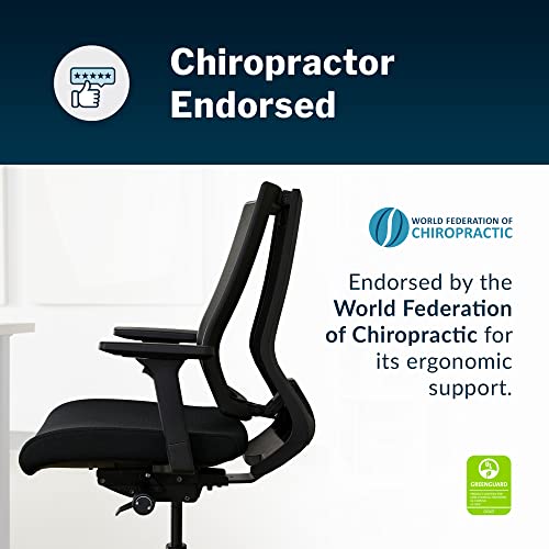 Vari Task Chair - Ergonomic Office Chair with Mesh, Armrests, and Rolling Casters - 300lb Capacity - Lumbar Support - Black