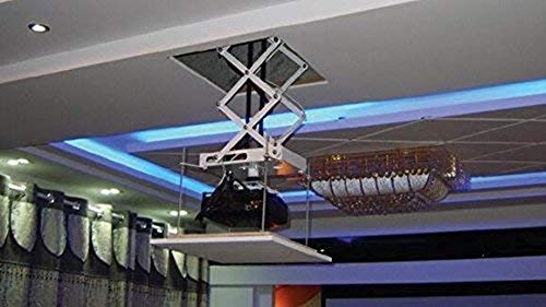 CGOLDENWALL Electric Projector Lift Motorized Projector Mount Projector Hanger Electric Ceiling Mount Bracket for Cinema Hall School Max Load 20kg/ Base Plate 600X600mm (Running Distance: 0.7 M)