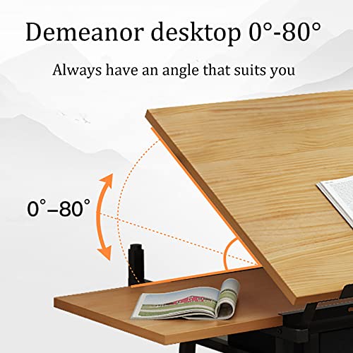 VejiA Drafting Table Craft Station with Tiltable Tabletop and Storage Drawers