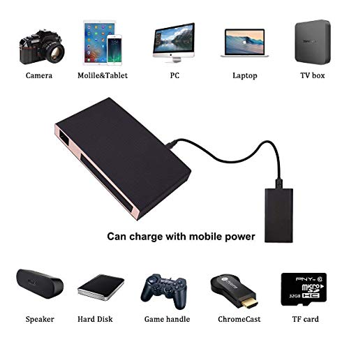 Mini Projector, MMTX VK25 Upgraded Portable Professional Video Projectors with 2000 Lumens, 1080P Full HD 8400mAh Rechargeable LED Projector with HDMI, 3D, USB, WiFi for Home Theater Party Business