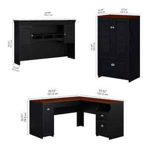 Maykoosh Global Greatness 60W L Shaped Desk with Hutch and Storage Cabinet - File Drawer