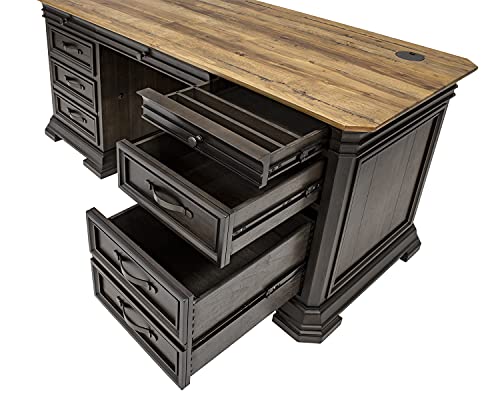 Martin Furniture IMSA680 Double Pedestal Executive Desk, Brown, Fully Assembled