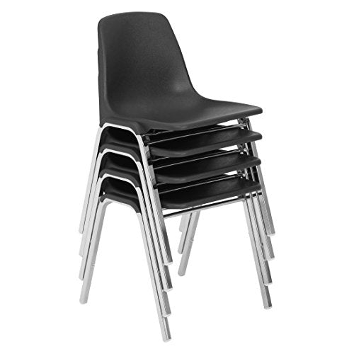 National Public Seating (NPS®) 8100 Series Poly Shell Stacking Chair, Black (4 Pack)