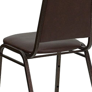 Flash Furniture 4 Pack HERCULES Series Stacking Banquet Chair - Brown Vinyl/Copper Vein Frame