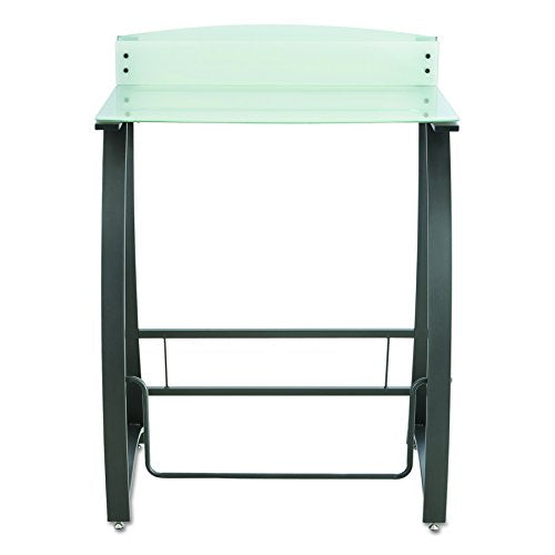 Safco Products 1941TG Xpressions Glass Top Stand-Up Computer Workstation Desk with Swinging Footrest Bar, Black Frame