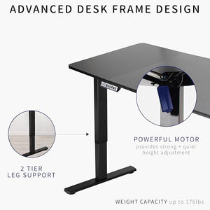 VIVO Electric Height Adjustable Standing Desk, 71 x 30 inch, Black Table Top, Black Frame, Preset Controller - DESK-KIT-1B7B
