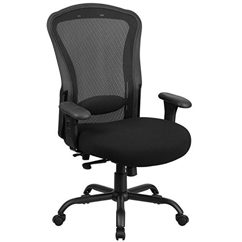 Flash Furniture HERCULES Series 24/7 Intensive Use Big & Tall 400 lb. Rated Black Mesh Multifunction Swivel Chair with Synchro-Tilt