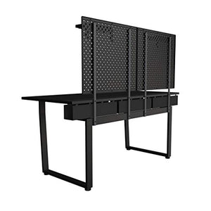 DEZCTOP Bifrost 63W x 28D Gaming PC Computer Desk with Shelves, Large Workstation for Gamers or Home Office with Pegboard, Built-in Cable Management, Stainless Steel Frame (Black)