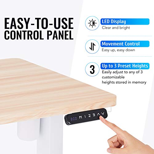 CO-Z Height Adjustable Computer Desk with USB Charging Station | 48x24 inch Motorized Sitting and Standing Desk for Home Office More | Electric Sit Stand Gaming Desk with Cable Management, White