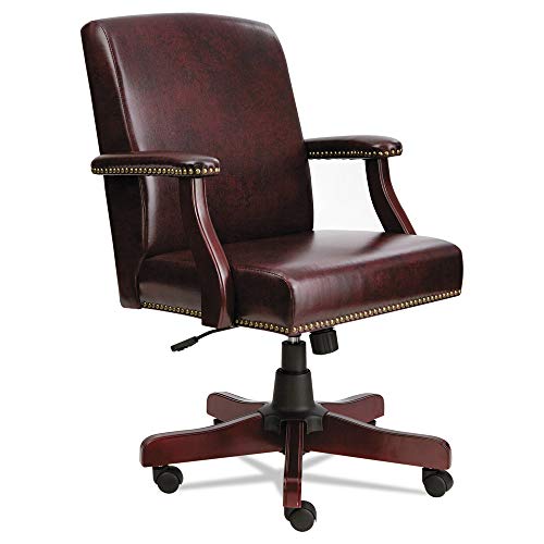 Alera ALETD4236 Traditional Series Mid-Back Chair, Mahogany Finish/Oxblood Vinyl