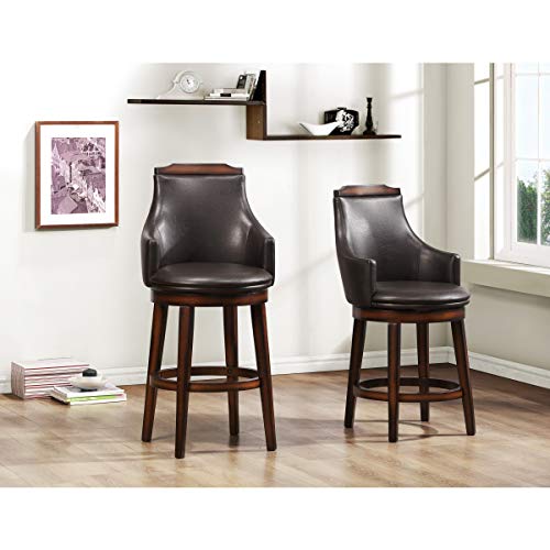 Homelegance Bayshore Swivel Pub Height Chair Set in Dark Brown Bi-Cast Vinyl [Set of 2]