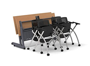 Team Tables 12 Person Folding Training Meeting Seminar Classroom Tables with Industrial Caster Z-Base